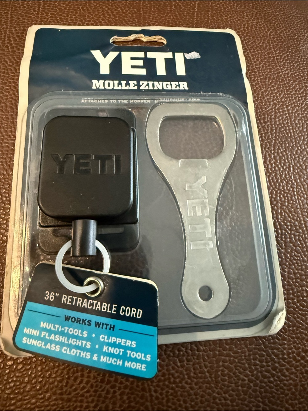YETI MOLLE ZINGER Bottle Opener w/ 36" Retractable Cord Gray/Black